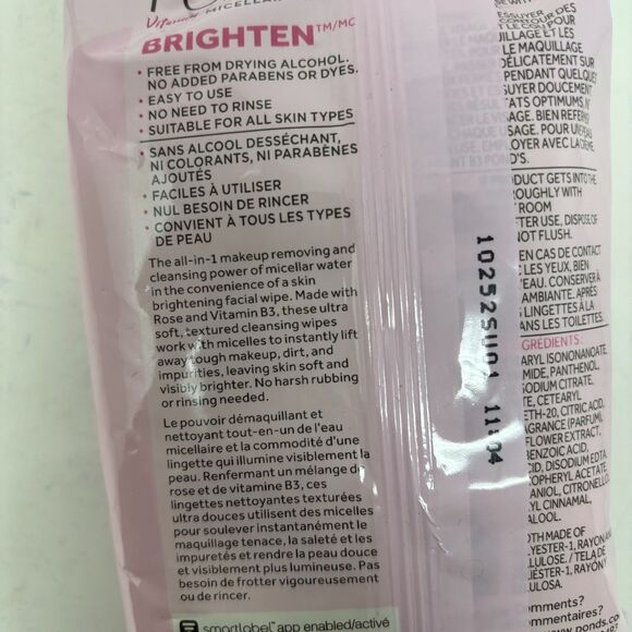 Pond's Vitamin Micellar Wipes Rose For Dark Spots Brighten Removes Makeup 3-Pack - Picture 4 of 4